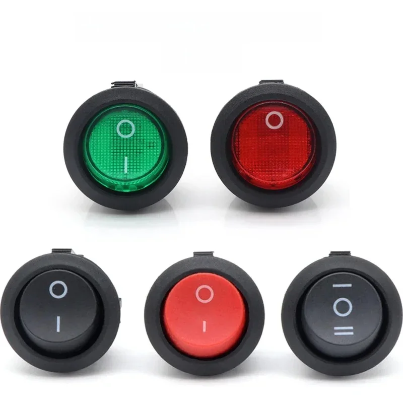 AliExpress - 1~300pcs KCD1 LED Rocker Switch Round 2/3Pin ON-OFF-ON 2/3 Position 6A/250VAC 10A/125VAC SPST 23mm Car Push Button Switches