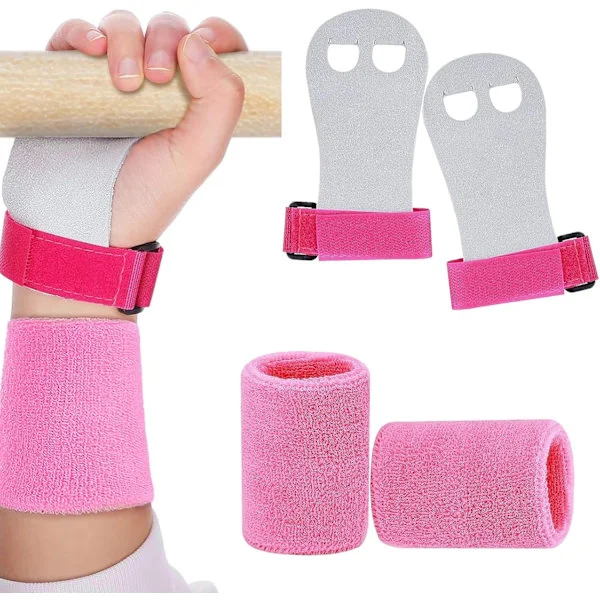 2 st Gymnastik Handgrepp Handskar Armband, Gymnastik Handgrepp Gymnastikstång Handflateskydd och Handledsstöd Sporttillbehör för Pojkar Flickor