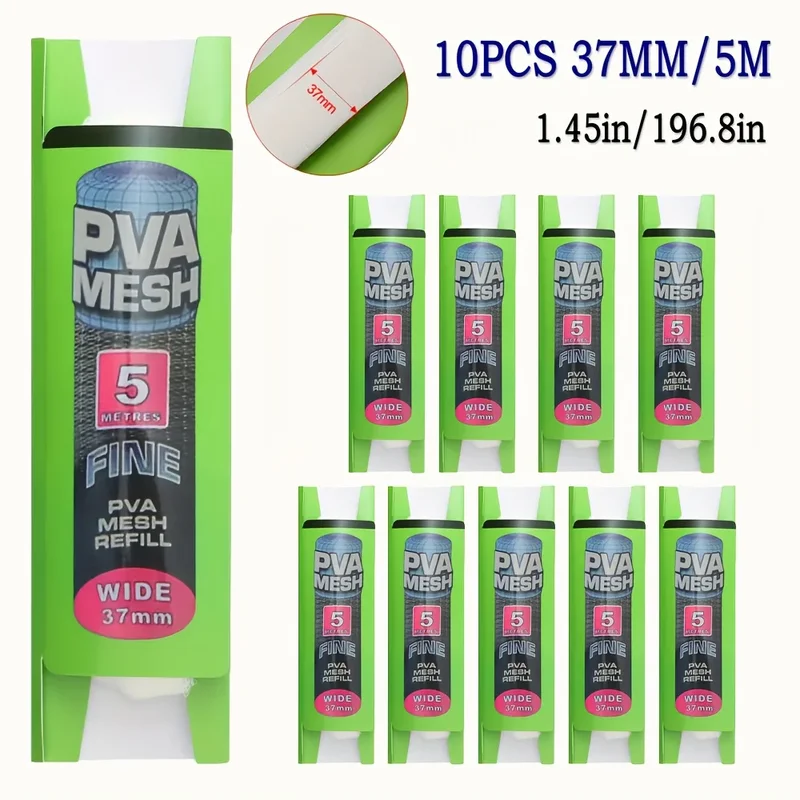 AliExpress - 10 stücke 5m PVA Angeln Mesh PVA Angeln Tasche Mesh Wasser Löslich Mesh Karpfen Angeln Feeder Falle Köder Netze angeln Werkzeuge 25mm/