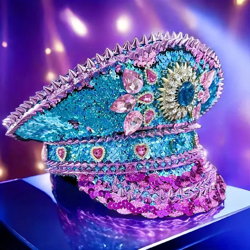 AliExpress - Luxe Festival Strass Kapitein Hoed Militaire Cap Sergeant Hoed Kip Doen Hoed Mucis Festival Steampunk Caps Mode Maskerade