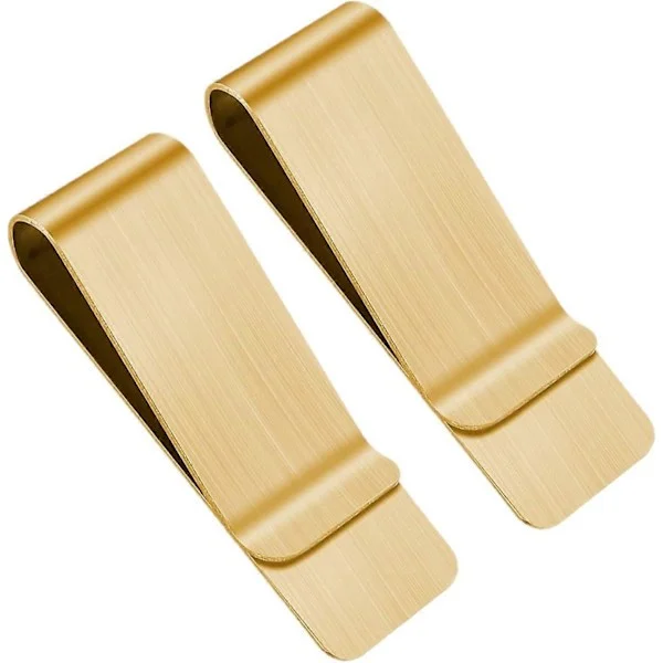 2 Stycken Sedelklämmor Rostfritt Stål Metall Slim Pengaklämma Silver Plånbok Sedelhållare Kreditkortshållare för Män och Kvinnor Guld [DB]