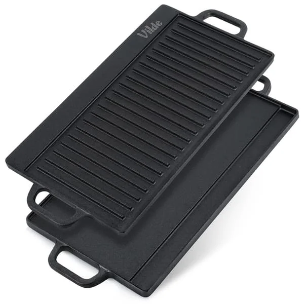 Cast iron double-sided griddle CAST LINE 50.5x23.5 cm-FF-