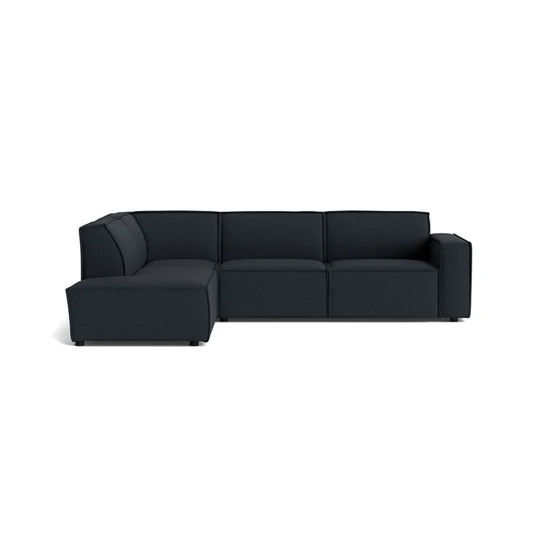 Lyon Ecksofa, links in Loop Dunkelblau, modernes Design, komfortables Polstermöbel für das Wohnzimmer, einfarbig, Breite 80cm.