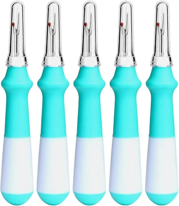 5 delar ergonomiskt grepp sprättare, sprättare set, gröna sprättare för sömnad, trådborttagningsverktyg (grön)