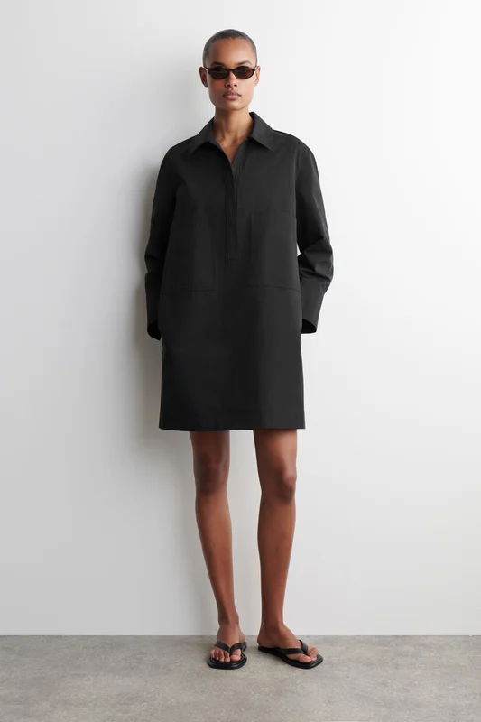 COS Femme Robe-Chemise Courte Workwear Dress in Noir