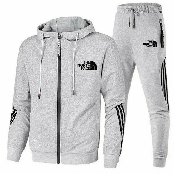 The North Face Herre Hettegenser Joggebukser Treningssett 2 Deler/Sett Sportsklær Lys Grå MM
