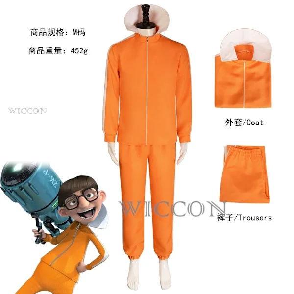 [RM][KK] Film Vector Cosplay Costume Orange Jacket Pants Glasses Costume Set SpongeBob Wig Halloween Masquerade Set Party Set S-WELLNGS S Costume S