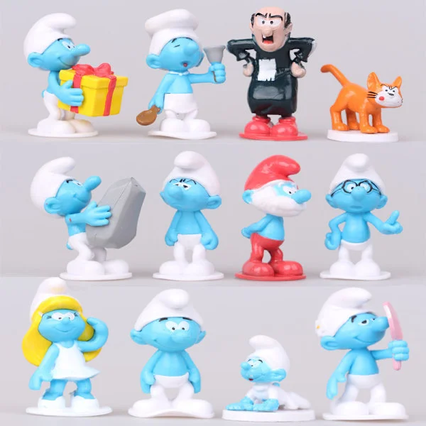 12 stk./sett Smurf-figurer Leker Samling Modell Ornament Kakedekorasjoner Barnegaver{f2}