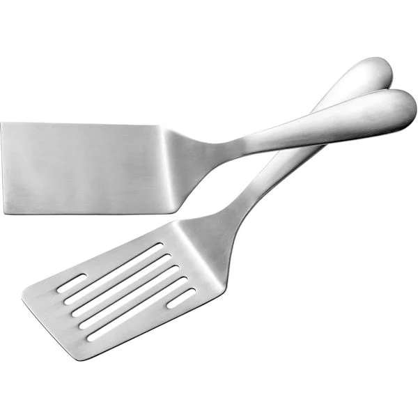 Metall spatelset, stekspade i rostfritt stål, slitsad burgerspatel, platt stekbordspatel, matlagningsspatel, 25 cm.