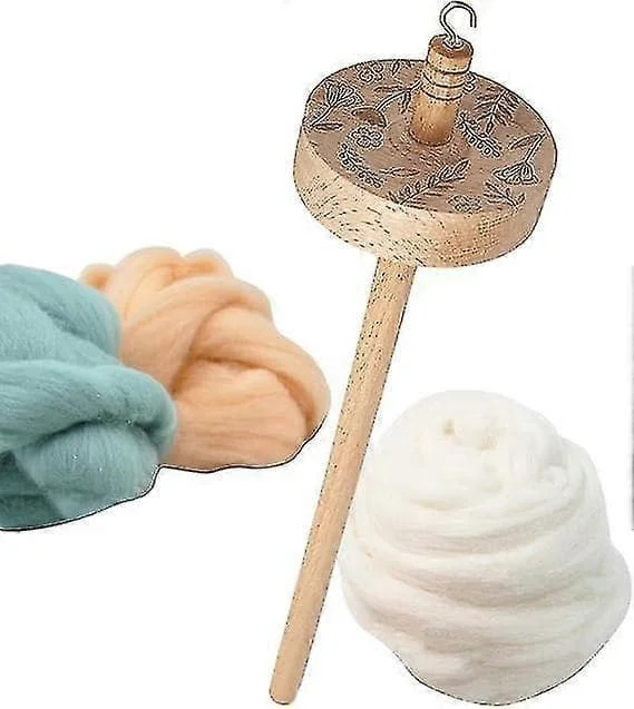 Toppslända Spinn Tre Spindel Kit, Utskåret Design Garnspinner, Håndspinning Ull Startsett Plantefiber Spinning C