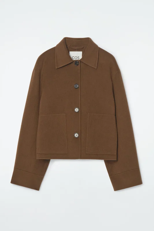 COS Women's Boxy Double-Faced Wool Short Jacket in Brown