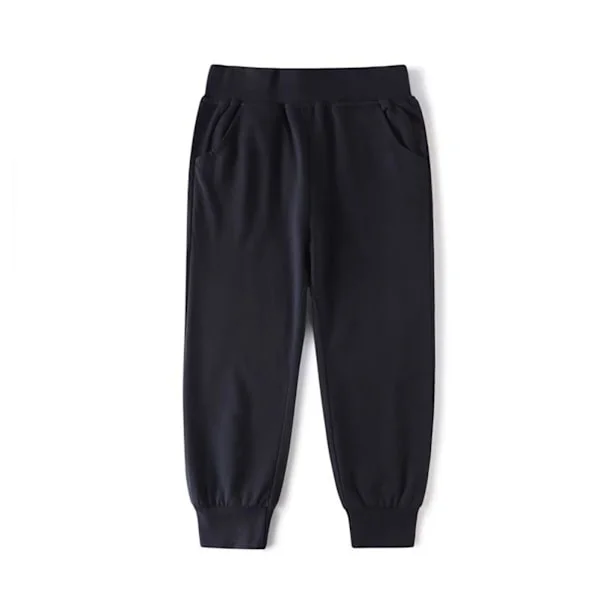 Joggebukse for barn Elastisk midje Pustende Mote Koniske Joggebukser i bomull for gutter og jenter 120 cm til 130 cm Svart