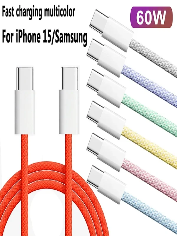 AliExpress - Câble de chargeur rapide 60W PD USB-C vers USB C, 1 à 5 pièces, pour Apple iPhone 17 Pro Max 16 15 Plus 14 13 12 11 X XS Type C, charge 