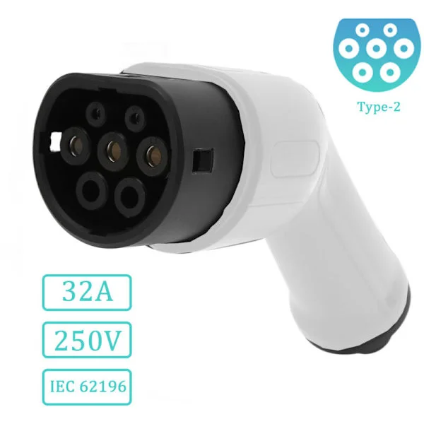 EV + Laddkabeluttag för Elbil Typ 2 IEC 62196, Ersättningsuttag för Laddkabel till Elbil, 32A IP44 Skydd EU 250V
