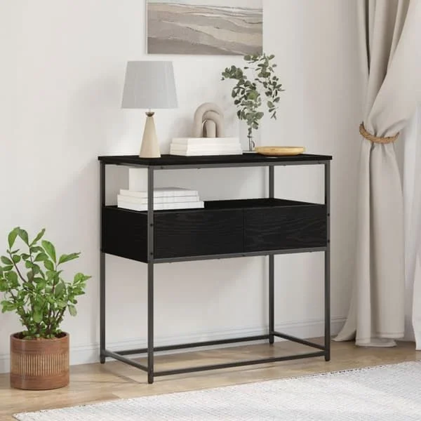 vidaXL Industriell konsol 75 x 40 x 75 cm Svart ek - Trä och metall