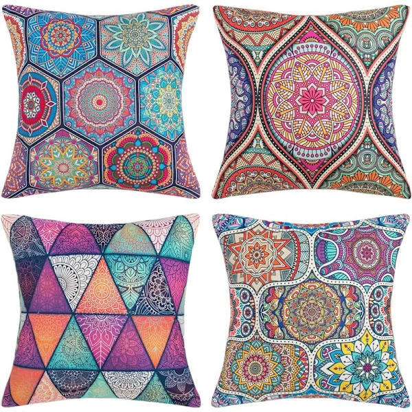 Putevar 40x40cm Bohemsk Mandala Blomstret og Etnisk Stil Putetrekk Bomull Lin Dekorativt Firkantet Putevar for Sofa Hjem Stue Pil