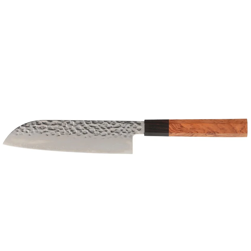 Maku Damaskus Santoku-kniv' - 'Wood, sort, stål