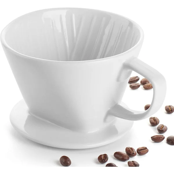 Non-electric coffee dripper, porcelain slow brew accessory for home use, coffee, simple manual brewing machine, white