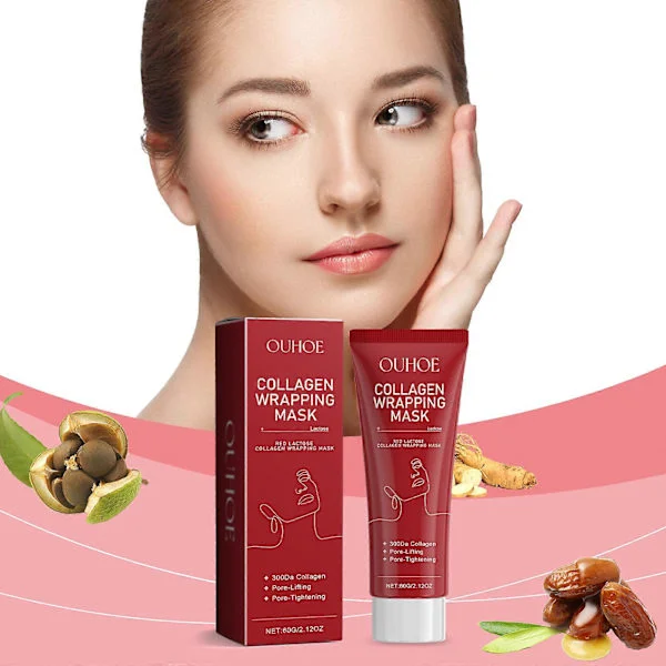 Röd latex wrap mask, röd latex wrap mask, kollagen peeling mask, natt kollagen wrap mask