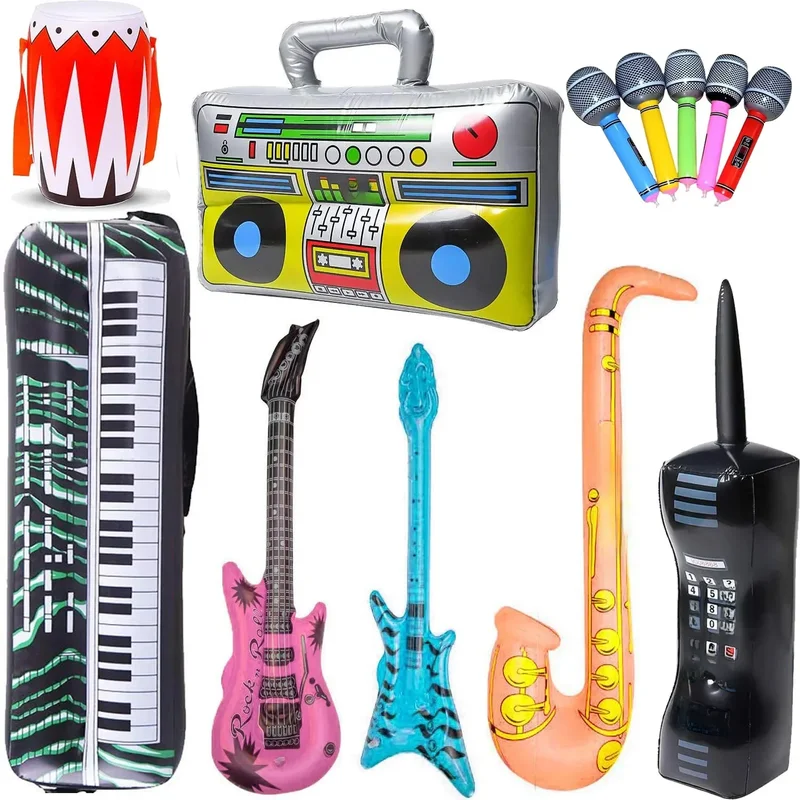 AliExpress - Aufblasbares Rock-Star-Spielzeug, aufblasbare Boom-Box, Handy, Gitarre, Bass, für 80er-Jahre-Party-Dekorationen, Rock & Roll-Partyzubehör