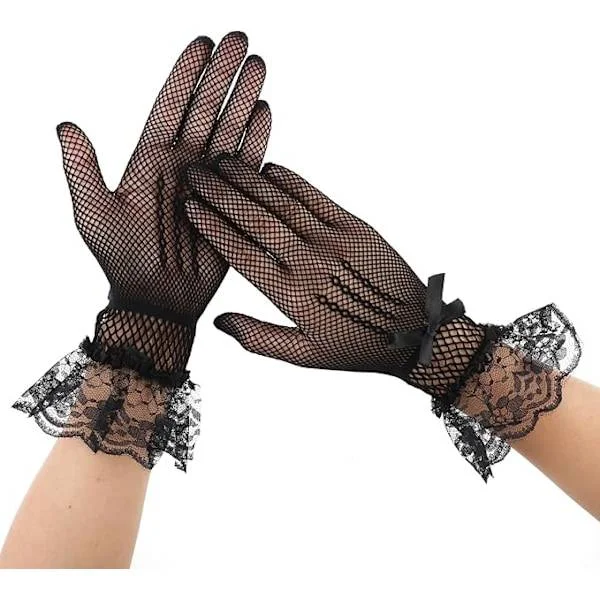 Pair of Women's Leather Lace Gloves Elegant Label Accessories Hand Accessories Wedding Dinner Tea Party Dress Opera Costume Prom