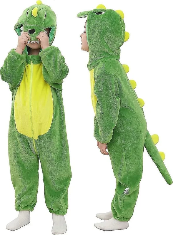 Tonwhar Småbarn Baby Tiger Dinosaur Dyr Kostyme Karneval Hette Romper Jumpsuit