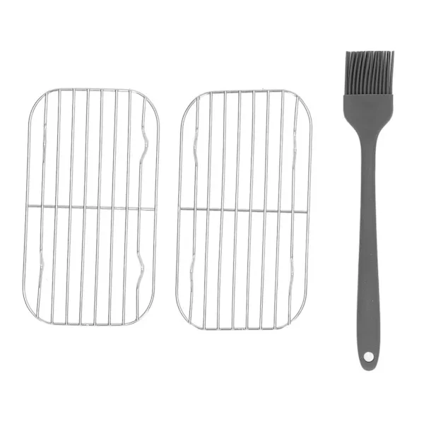 /EA/ 2 st Grilltrådsnät Grillgaller Rostfritt stål Slitstarkt bärbart grillgaller med tråcklingsborste för camping