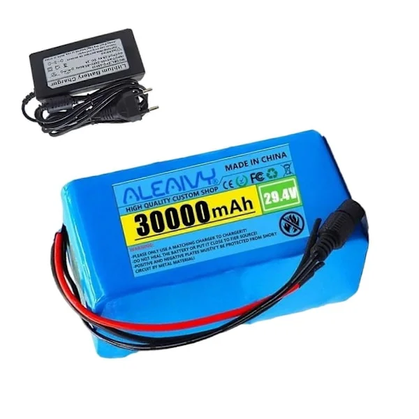 24V 30Ah 7S3P batteri 30000mAh elcykel litiumjonbatteripaket och laddare