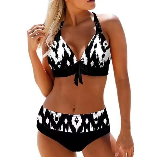 Dame Bikini Sæt Rygløs BH Top Trusser Badedragt Sommerferie Strandtøj Todelt Badedragt Sort XL
