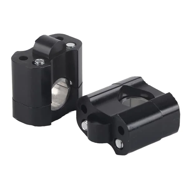 Motorcykel Styrstangshåndtag Fat Bar Montering Klemmer Riser Sort i Aluminium Legering 28mm 1 1/8"