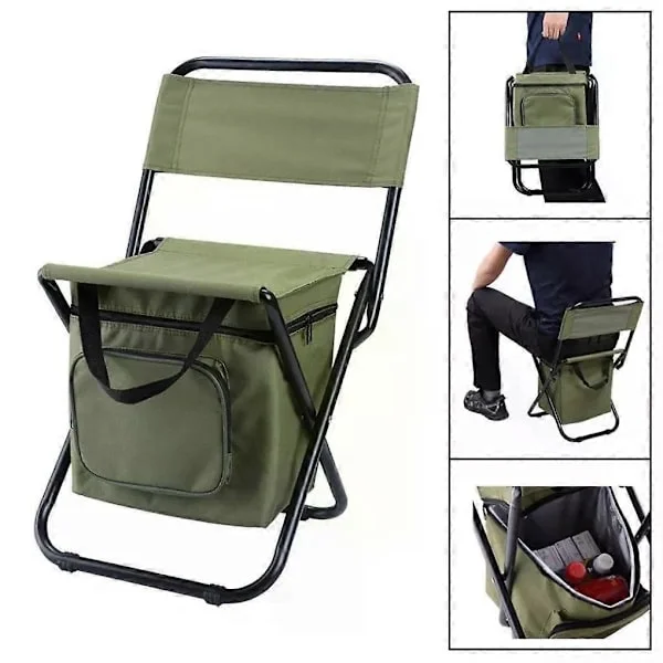 Fishing Stool Removable Portable Folding Chair Beach Camping Chair with Cooler Bag Backrest Lightweight Outdoor Folding Chair