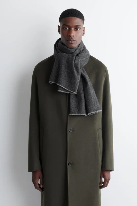COS Men's Sciarpa In Lana E Cashmere A Spina Di Pesce in Grigio
