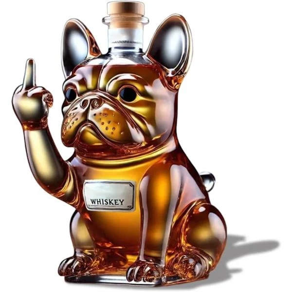 Fransk Bulldog Whiskey Karaff Dekorativ Spritflaskhållare 300ml Glas Karaff Multifunktionell Dryckesbehållare