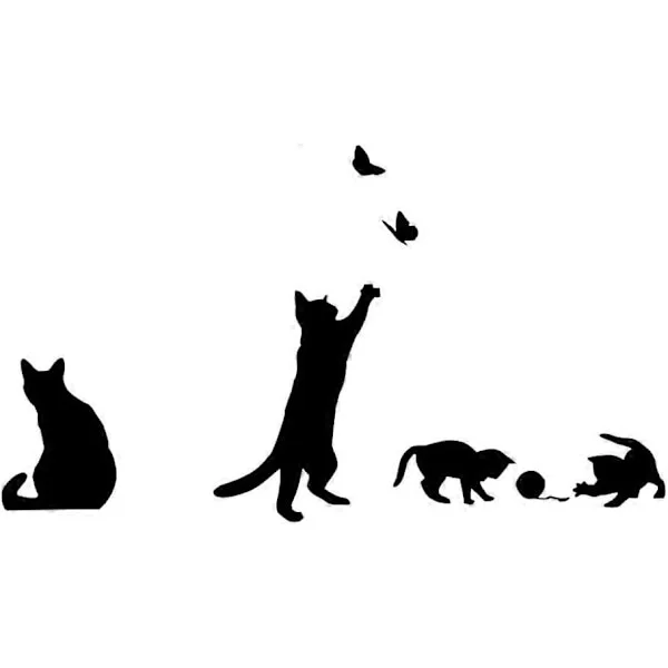 Veggklistremerker Katt Fanger Sommerfugl Veggdekor Stue Barnerom Avtagbart Tapet Svart Veggklistremerke Wal