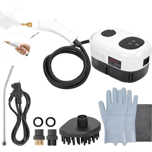 Ångrengörare, 2500W högtemperaturtrycksatt ångrengörare, bärbar ångrengöringsmaskin, 10S snabb uppvärmning, med 3 borsthuvuden (
