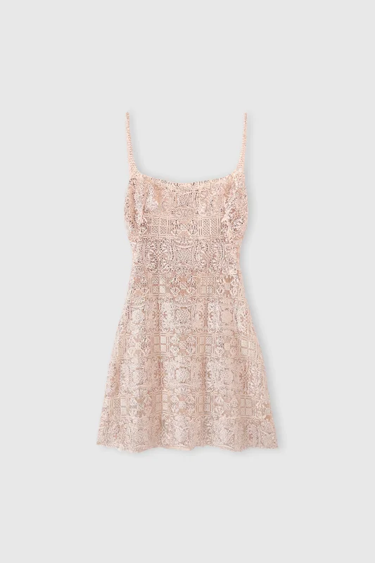 Ermanno Scervino Abito corto in pizzo maiolica con cristalli