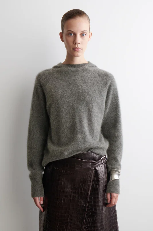 COS Women's Brushed Cashmere Hoodie in Grey