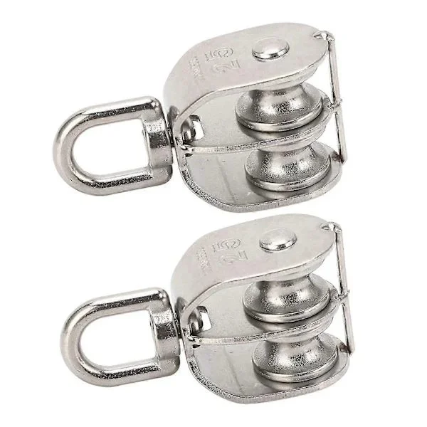 2 stk Dobbel Hjul Rustfritt Stål M25 Dobbelt Hjulblokk 150kg Lager Svingbart Hjul Roller-Bra