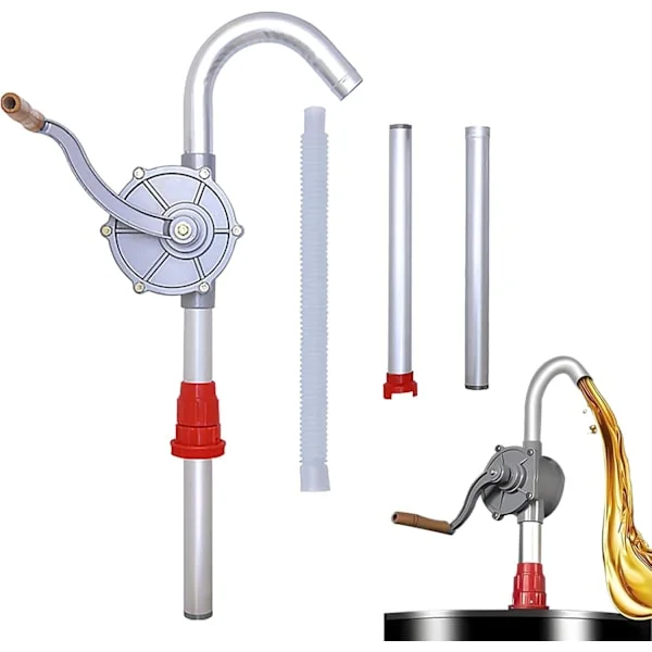 15 till 55 gallon aluminium fatpump, manuell vätskeöverföring, roterande drumpump för bensin, olja, bränsle, diesel, fotogen och hydraulolja