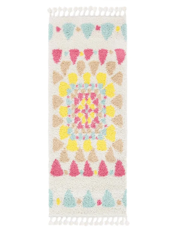 Klein Momo Teppich - Weiß/Mehrfarbig 80X200 Im Modernen Stil