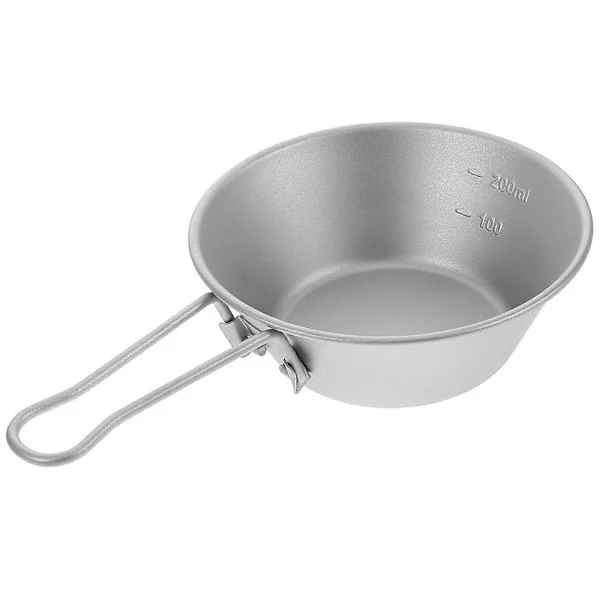 Sammenleggbar utendørs bolle, titan, rund form, matoppbevaring, blanding, servering av salater, camping, fotturer, reise, 1 stk.