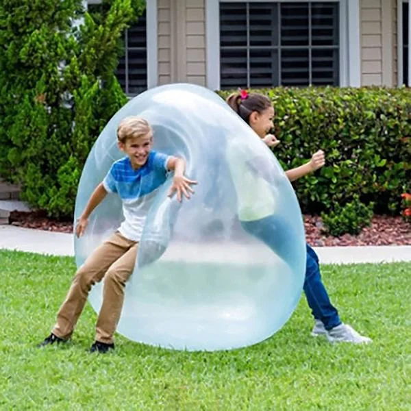 Bubble Ball Toy for Adults and Children, Inflatable Water Ball Fun Summer Beach Garden Ball Soft Rubber Ball Outdoor Game Gift 40cm Blue
