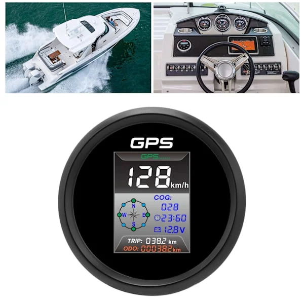 85mm Digital GPS Hastighetsmätare Knop MPH KMH LED Bakgrundsbelysning Anti-dimma IP67 Vattentät för 9 till 32V Båt Yacht Bil Motorcykel 910-00270