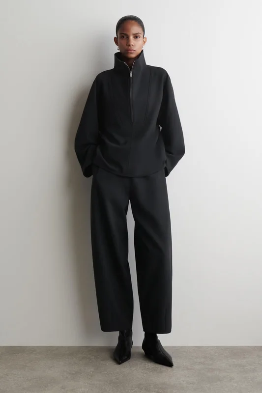 COS Women's Barrel Leg Trousers in Grey