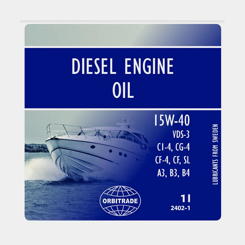 Mineralolie til 4-takts indenbordsmotor Orbitrade Diesel Engine Oil 15W-40, 1 liter - Jachtowa