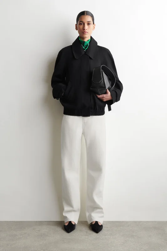 COS Women's Rounded Cotton Blouson Jacket in Black