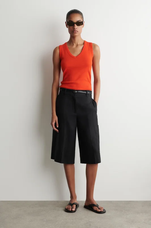 COS Cotton V-Neck Tank Top in Orange - Women