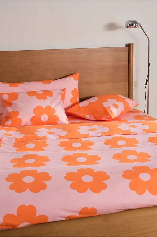 Jotex - Bettbezug-set Doppelbett Rosa/orange - WERNER - Kaufe Doppelbett bei Jotex
