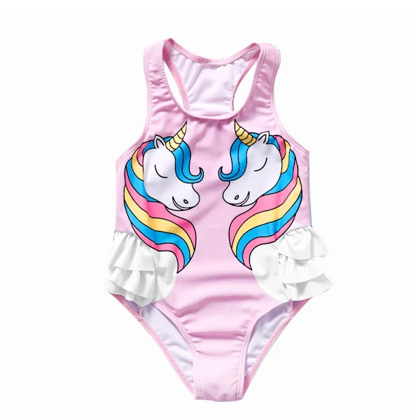Baby Girls One Piece Swimsuit Toddler Ruffle Bathing Suit Swimwear Beachwear Söt och söt barnens varma källbadkläder