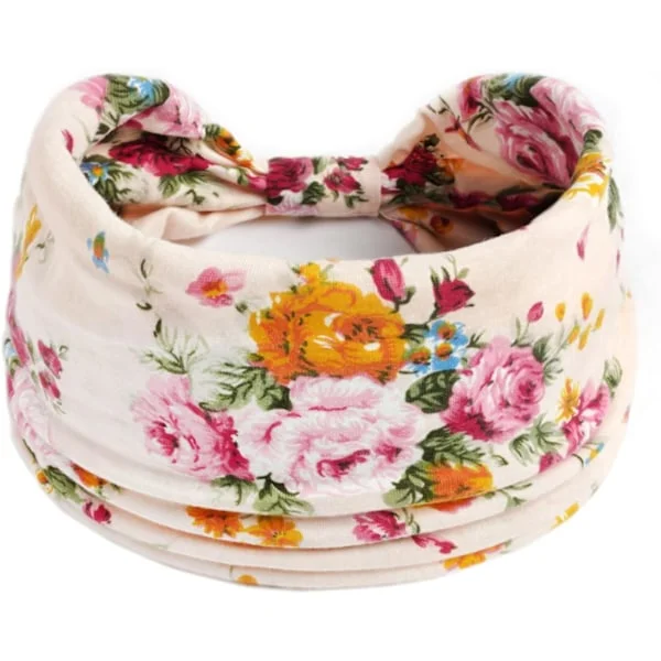 Hårband Dam Boho Bred Hårband Yoga Huvuddukar Knuten Turban Hårband Vintage Stilren Elastisk Hårband Hårtillbehör för Flickor 5